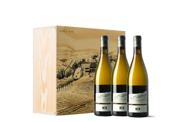 Estuche de madera 3 botellas O Gran Meín Castes Brancas 2022 · 75 cl