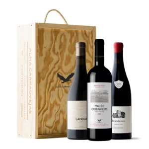 Estuche de madera Alma Carraovejas, Pago de Carraovejas 2023 + Landua 2022 + Marañones Tinto 2022
