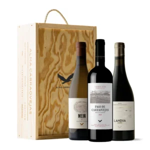 Estuche de madera Alma Carraovejas, Pago de Carraovejas 2024 + Meín Castes Brancas 2024 + Landua 2023